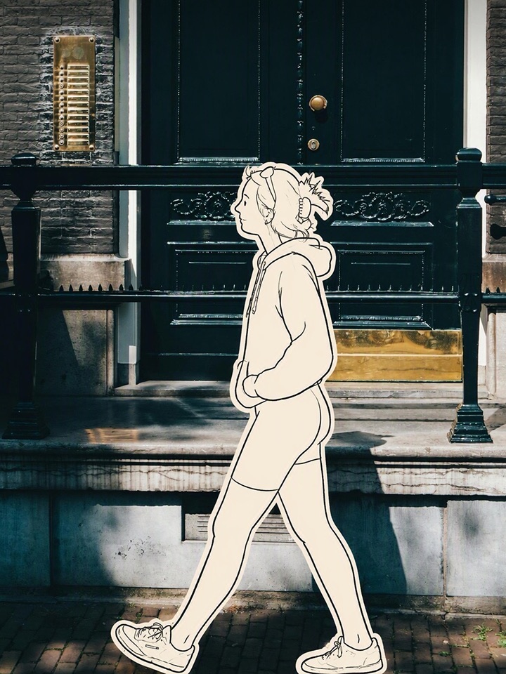 Doodle AI 成片：街景保持真实，人物化为手绘插画